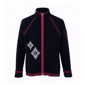 Athleta Black Patterned Zip Up Cardigan Medium